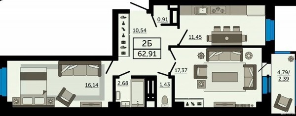 Продам двухкомнатную (2-комн.) квартиру, Мечникова ул, 110г, Ростов-на-Дону г