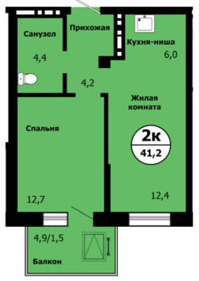 Продам однокомнатную (1-комн.) квартиру, Лесников ул, 49, Красноярск г