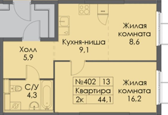Продам двухкомнатную (2-комн.) квартиру, Александры Монаховой ул, 83, Коммунарка п