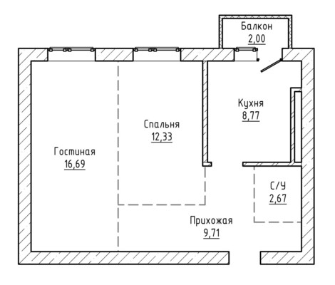 Продам двухкомнатную (2-комн.) квартиру, Кабардинская ул, 230, Нальчик г