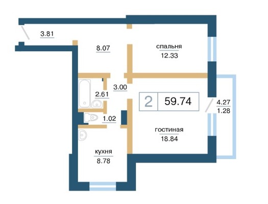 Продам двухкомнатную (2-комн.) квартиру, Ольховая ул, 4А, Красноярск г