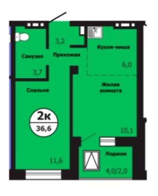 Продам двухкомнатную (2-комн.) квартиру, Лесников ул, 57, Красноярск г