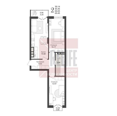 Продам двухкомнатную (2-комн.) квартиру (долевое), Осенняя ул, 37, Калининград г