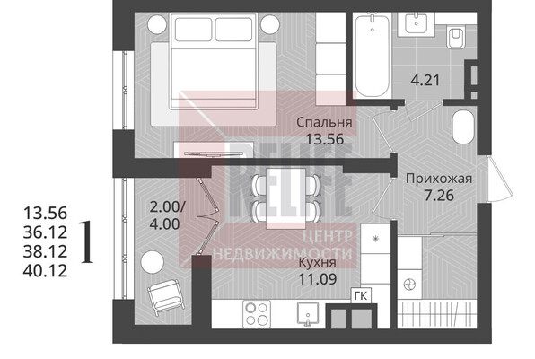 Продам однокомнатную (1-комн.) квартиру (долевое), Осенняя ул, 34, Калининград г