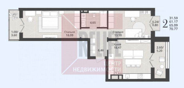 Продам двухкомнатную (2-комн.) квартиру (долевое), Осенняя ул, 34, Калининград г