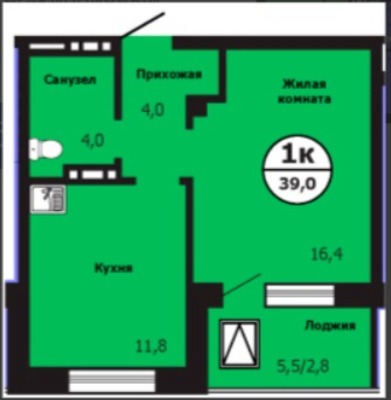 Продам однокомнатную (1-комн.) квартиру, Лесников ул, 59к256, Красноярск г