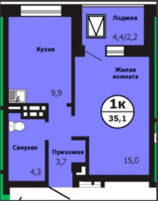 Продам однокомнатную (1-комн.) квартиру, Лесников ул, 59, Красноярск г