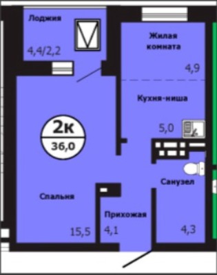 Продам однокомнатную (1-комн.) квартиру, Лесников ул, 59, Красноярск г