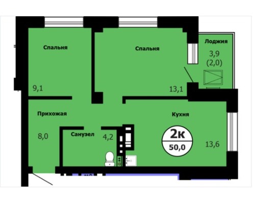 Продам двухкомнатную (2-комн.) квартиру, Лесопарковая ул, 43, Красноярск г