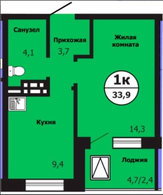 Продам однокомнатную (1-комн.) квартиру, Лесников ул, 59, Красноярск г