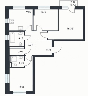 Продам трехкомнатную (3-комн.) квартиру (долевое), Сибирский Тракт ул, Казань г