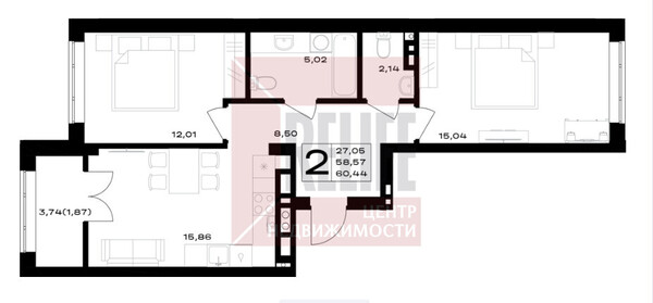 Продам двухкомнатную (2-комн.) квартиру (долевое), Героя России Катериничева ул, литера 25, Гурьевск г