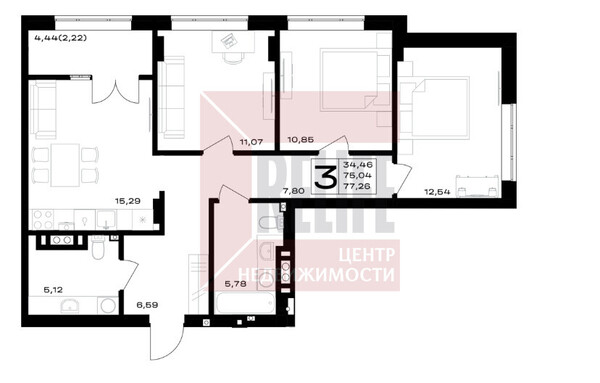 Продам трехкомнатную (3-комн.) квартиру (долевое), Героя России Катериничева ул, литера 25, Гурьевск г