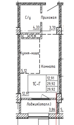 Продам однокомнатную (1-комн.) квартиру, Энгельса ул, 6, Челябинск г