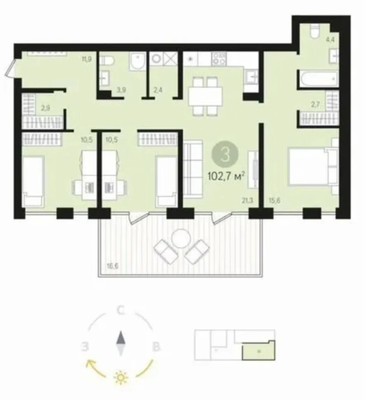 Продам трехкомнатную (3-комн.) квартиру, Калиновая ул, 7, Сапроново д
