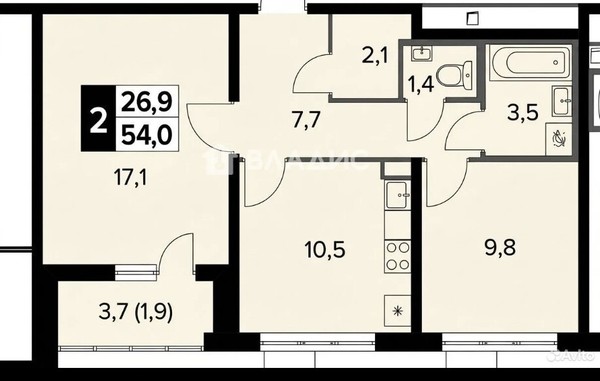 Продам двухкомнатную (2-комн.) квартиру, Южная ул, Донская7, Сапроново д