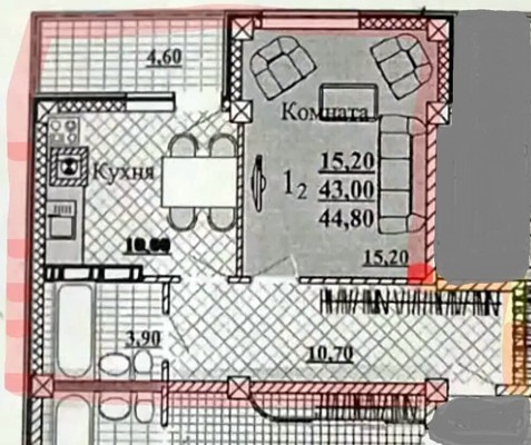 Продам однокомнатную (1-комн.) квартиру, Некрасова ул, 121, Анапа г