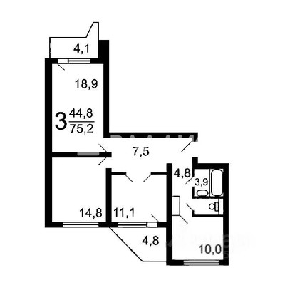 Продам трехкомнатную (3-комн.) квартиру, Дмитриевского ул, 9, Москва г