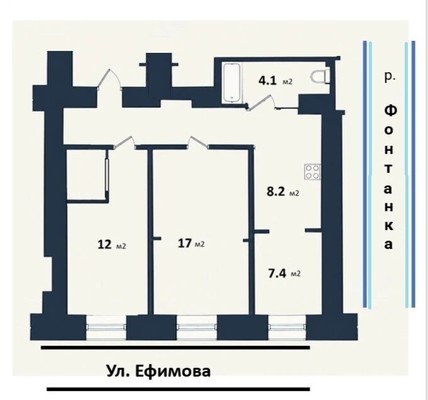 Продам трехкомнатную (3-комн.) квартиру, Ефимова ул, 6, Санкт-Петербург г