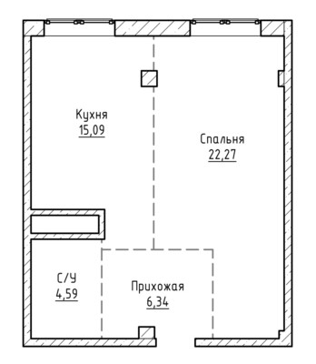 Продам однокомнатную (1-комн.) квартиру, им. Сижажева М.В. ул, 5, Чегем г
