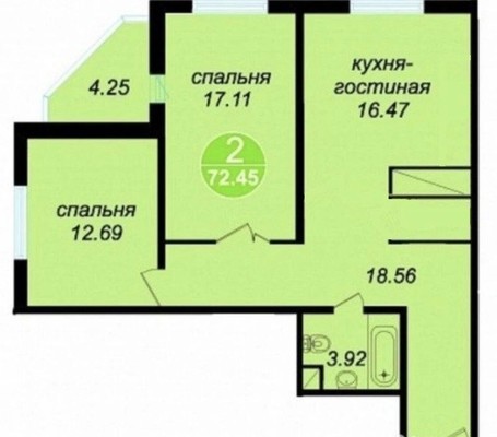 Продам двухкомнатную (2-комн.) квартиру, Еременко ул, 101/1, Ростов-на-Дону г