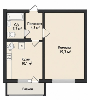 Продам однокомнатную (1-комн.) квартиру, им. Генерала Трошева Г.Н. ул, 39, Краснодар г