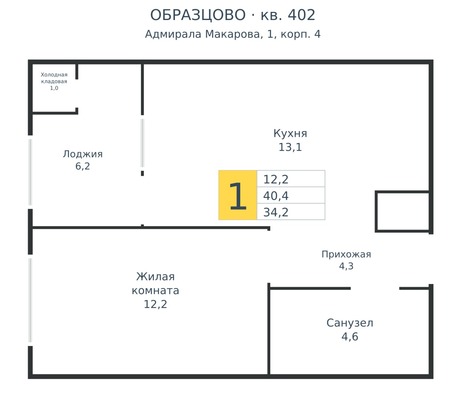 Продам однокомнатную (1-комн.) квартиру, им. Адмирала Макарова ул, 1к4, Краснодар г