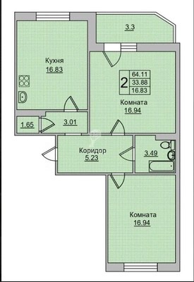 Продам двухкомнатную (2-комн.) квартиру, Андреева пер, 8, Ростов-на-Дону г
