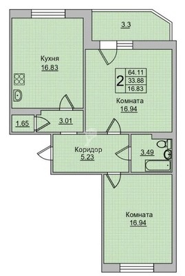 Продам двухкомнатную (2-комн.) квартиру, Андреева пер, 8, Ростов-на-Дону г