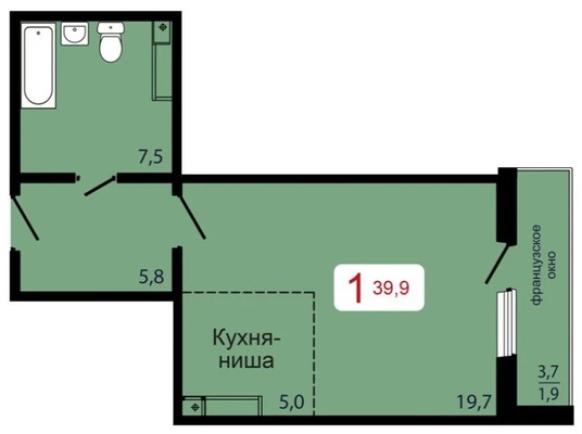 Продам однокомнатную (1-комн.) квартиру, Судостроительная ул, 31К, Красноярск г
