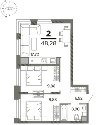 Продам двухкомнатную (2-комн.) квартиру, Олимпийский городок мкр, 8, Рязань г