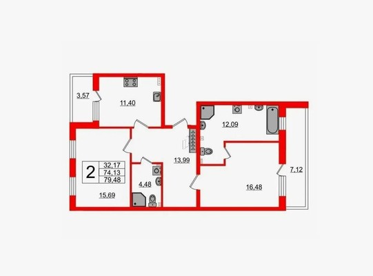 Продам двухкомнатную (2-комн.) квартиру, Дудко ул, 6, Санкт-Петербург г