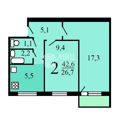 Продам двухкомнатную (2-комн.) квартиру, Флотская ул, 16, Москва г